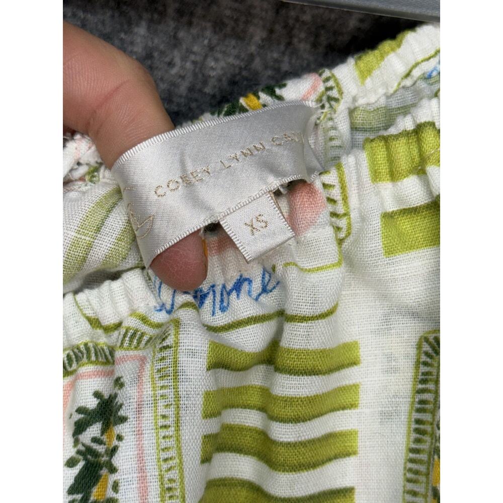 Corey Lynn Calter Dress Womens XS White Linen Lemon Print Puff Sleeve Sundress - Picture 9 of 14
